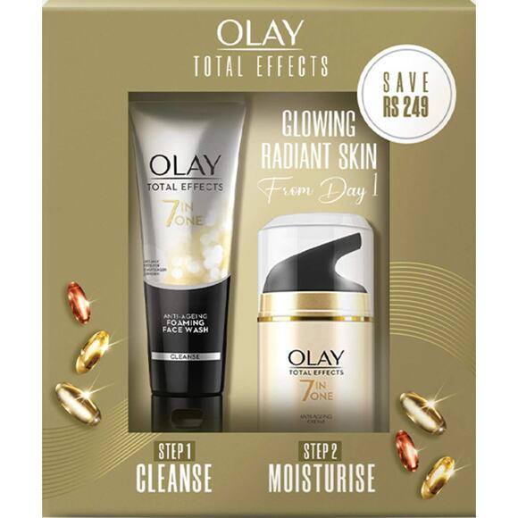 Olay 2 Piece Kit-7 In One Foaming Cleanser & Glowing Radiant Day Cream SPF15 NIB - Picture 1 of 2
